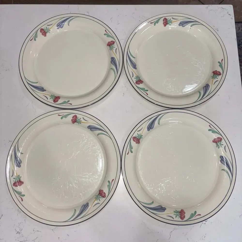 Lenox Chinastone Poppies on Blue Dinner Plates, Set of 4